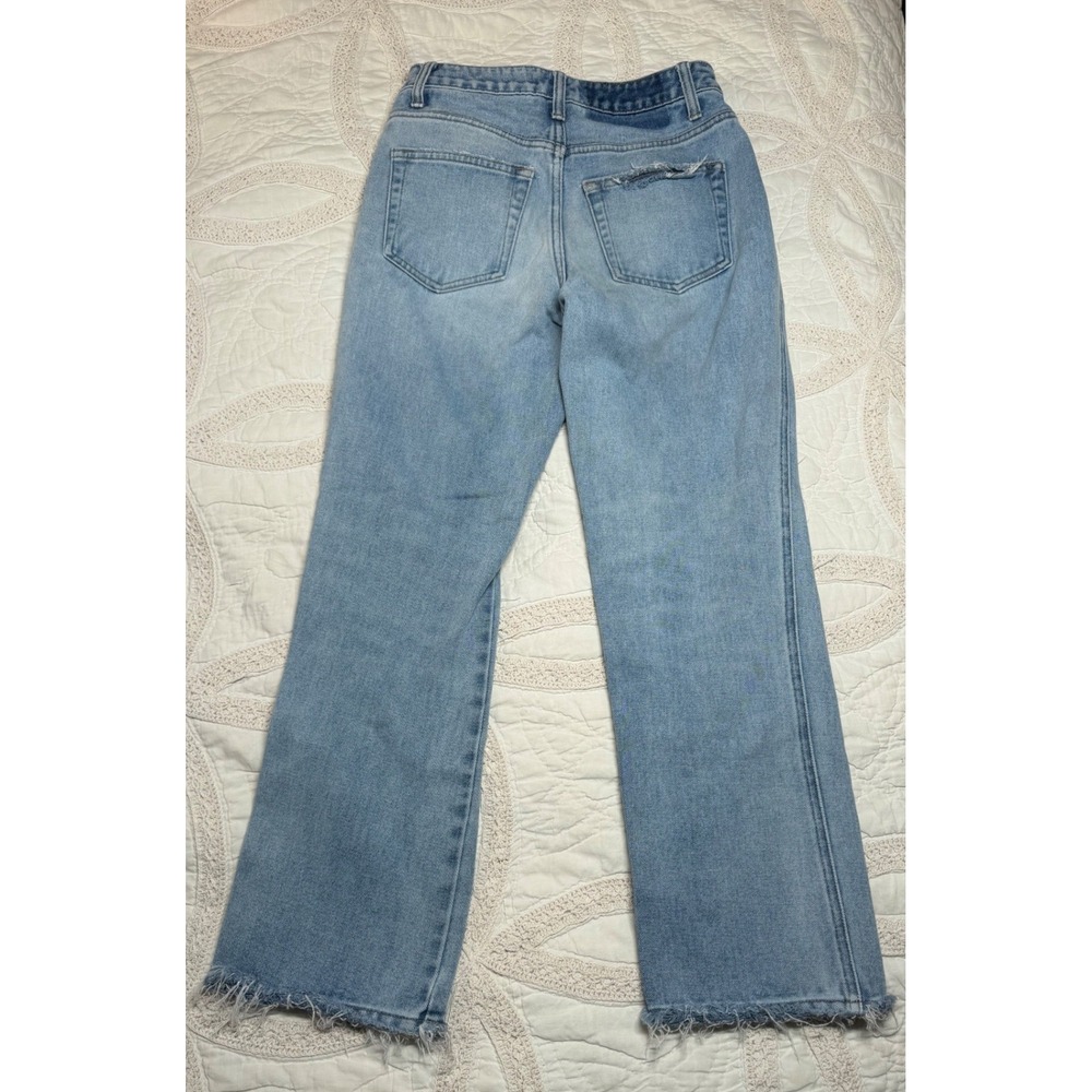 Flying Monkey Distressed Shredded Grunge Jeans Crop Blue High Rise Jr Womens 24 - Picture 3 of 6